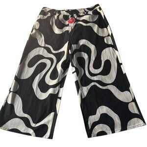 Cider Women's Sz 3X Everyday Illusion Black & White Wide Leg Jeans Curve NWT